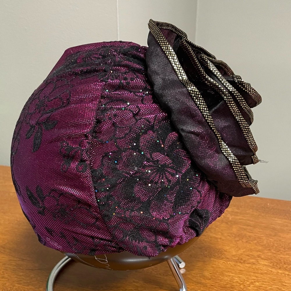 Women’s Turban W/ Flower Lace & Beaded Accents Cap